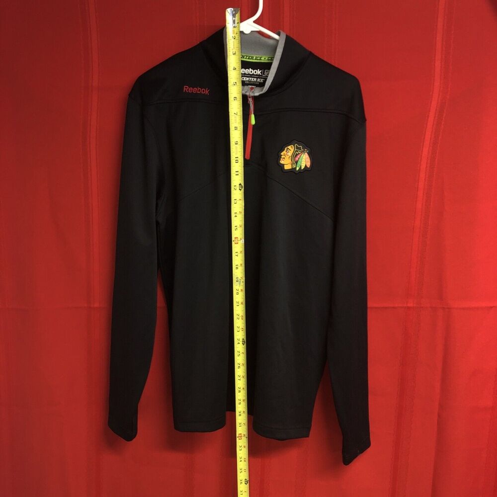 Reebok NHL Blackhawks Mens Quarter Zip large Hockey Sports Activewear Chicago